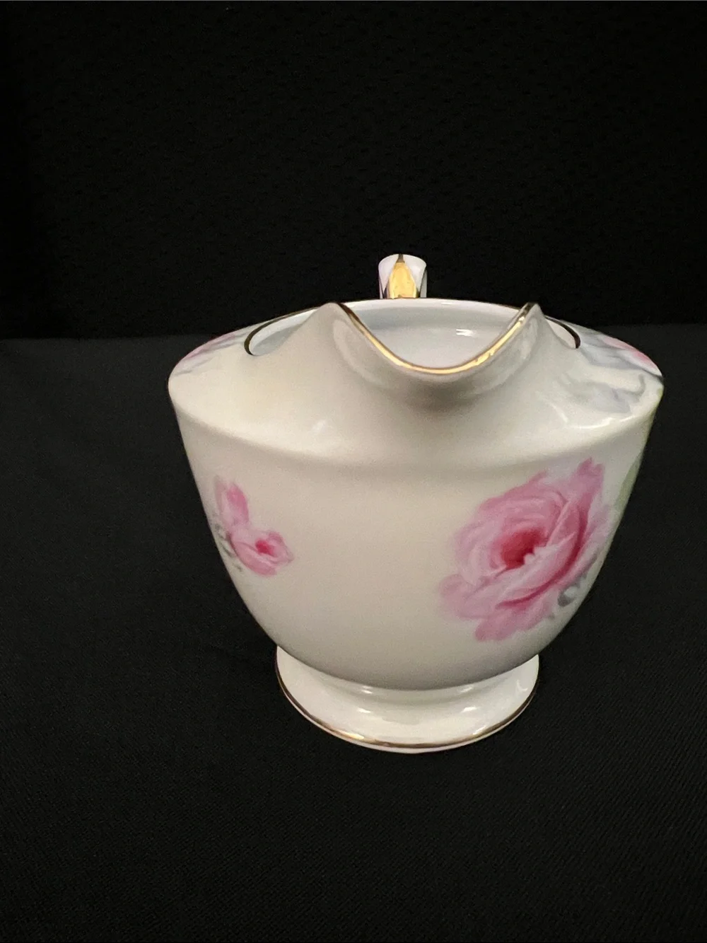 Aichi China  Porcelain Sugar and Creamer Set with Gold Trim - Pink Roses